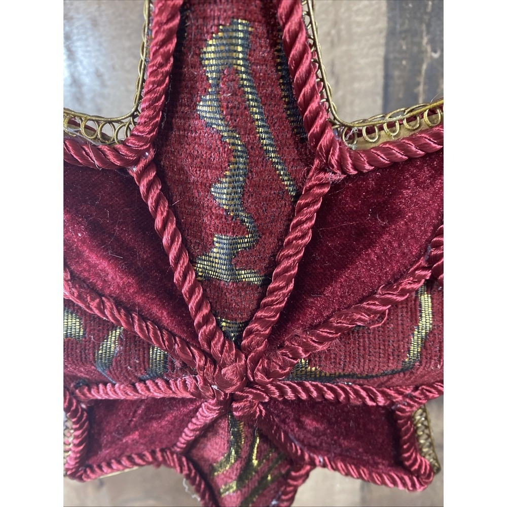 Vintage Kurt Adler 8-Point Star Christmas Tree Topper Red Velvet Gold Cord 12" - Picture 11 of 16